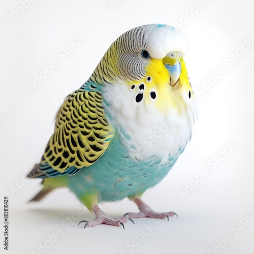 Budgerigar bird isolated on white background. Generative AI photo