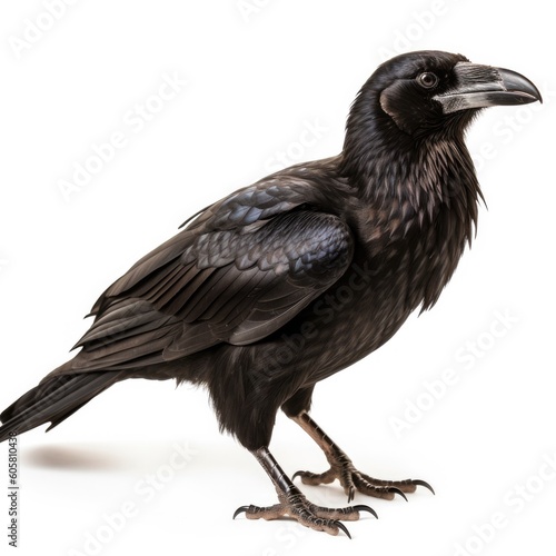 Common Raven bird isolated on white background. Generative AI © Razvan