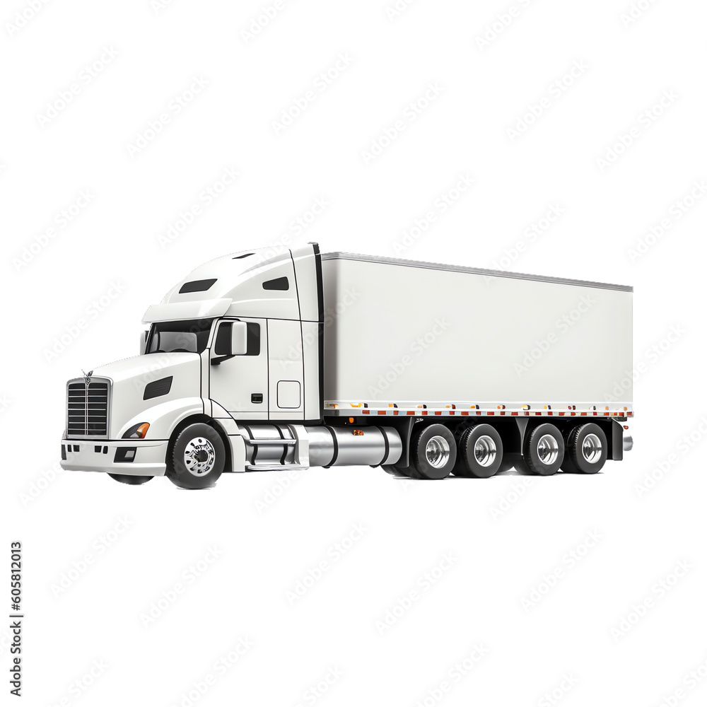 Big Rig Semi-Truck Tractor Trailer Transport Truck, Isolated Illustration, Generative AI