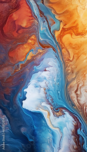 painting with marbling. Marble texture. Paint splash. Colorful fluid. It can be used for poster, brochure, invitation, Art. Generative AI