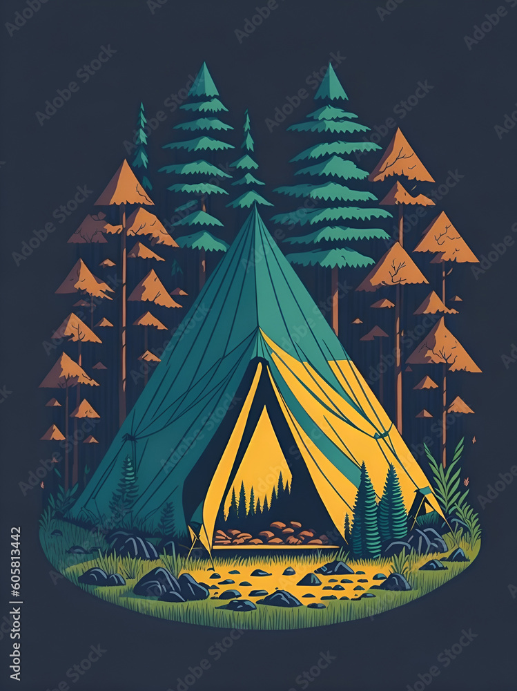Scouts camping. AI generated illustration