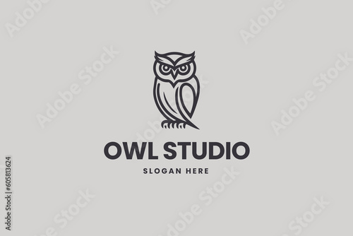 owl logo, smart animal, business brand	
