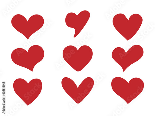 Red hearts. Set of love symbol for web site logo  mobile app UI design. Design elements for Valentine s day
