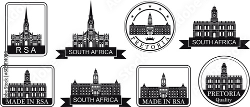 Republic of South Africa set. Isolated Republic of South Africa on white background