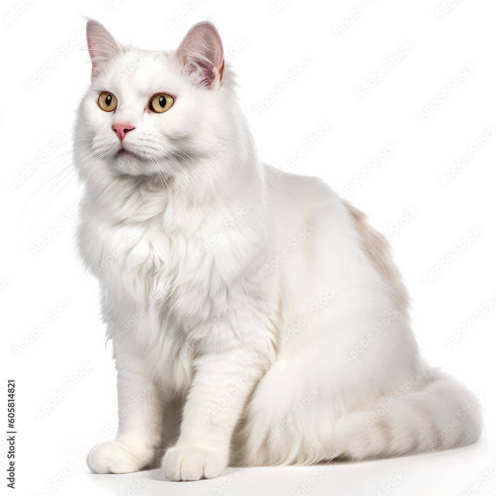 American Curl cat isolated on white background. Generative AI