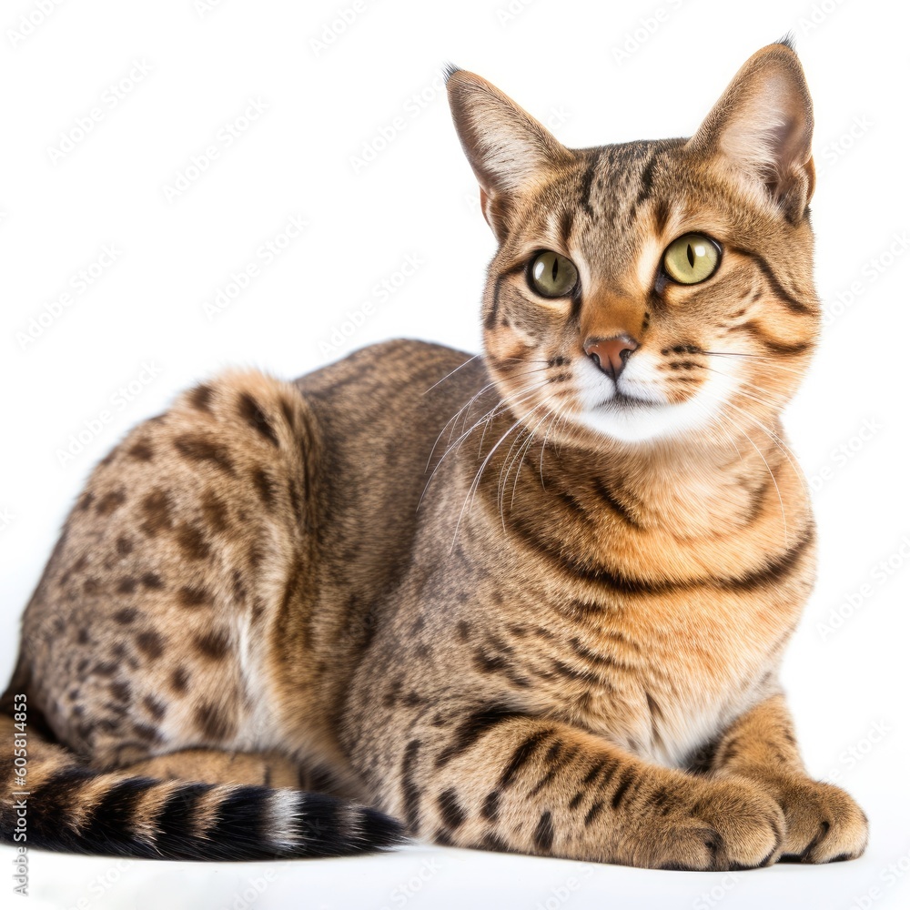 California Spangled cat cat isolated on white background. Generative AI