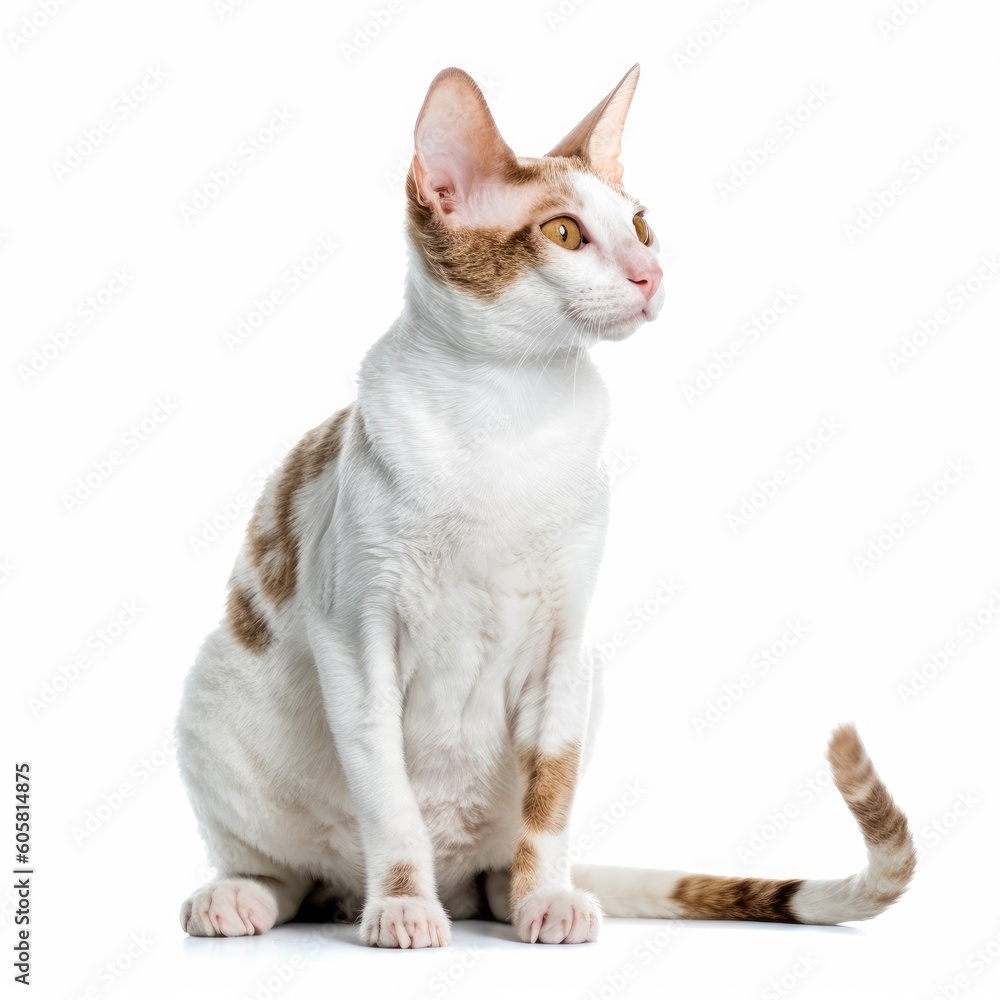 Cornish Rex cat isolated on white background. Generative AI