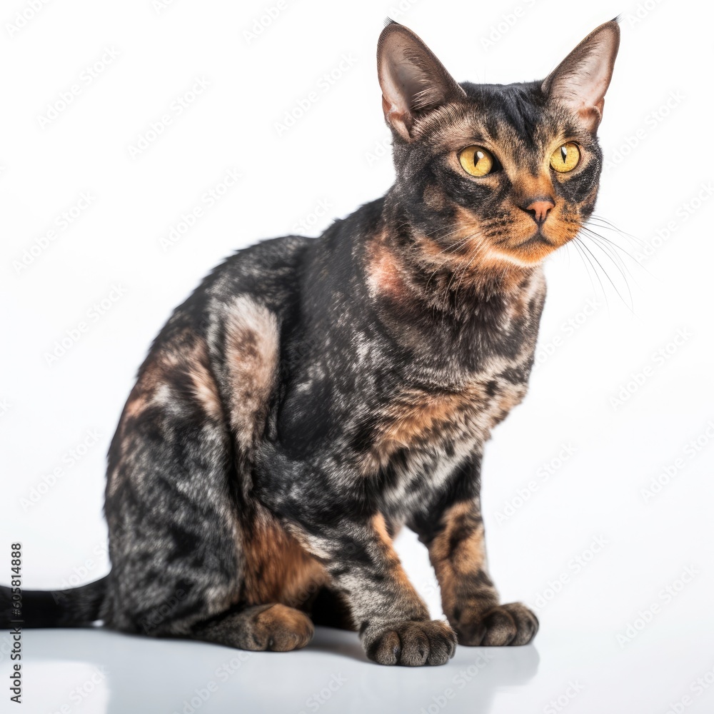 German Rex cat cat isolated on white background. Generative AI