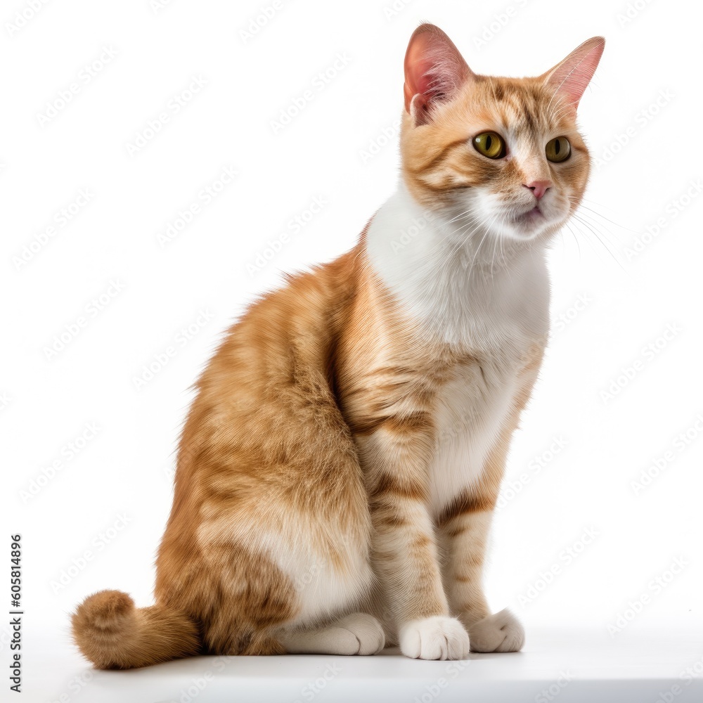 Lambkin Dwarf cat cat isolated on white background. Generative AI