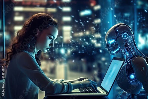 Seamless AI interaction: A man connects with ChatGPT, an intelligent robot, through his smartphone's command prompt, enabling a personalized and efficient chat experience