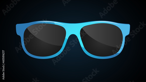 Blue stylish sunglasses isolated on a dark background