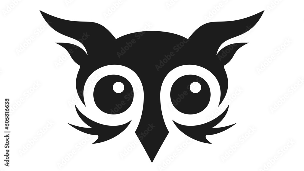 Stylized image of an owl's head. Little owl.