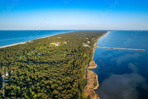 Jurata - the coastline of the Baltic Sea with beautiful beaches on the Hel Peninsula. The end and beginning of Poland - the Bay of Puck and the Baltic Sea © blesz