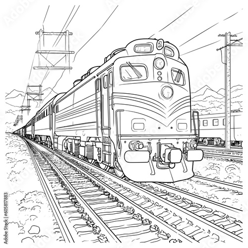 Train Coloring Page Vector
