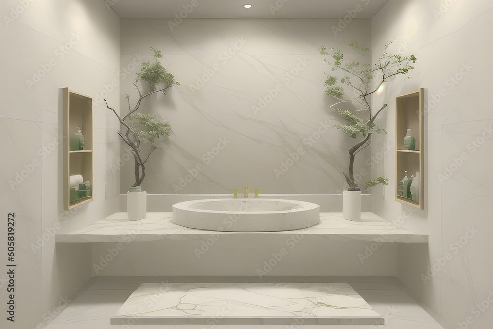 Fototapeta premium Bathroom interior design 3D skatch, design example, presentation design. Generative AI