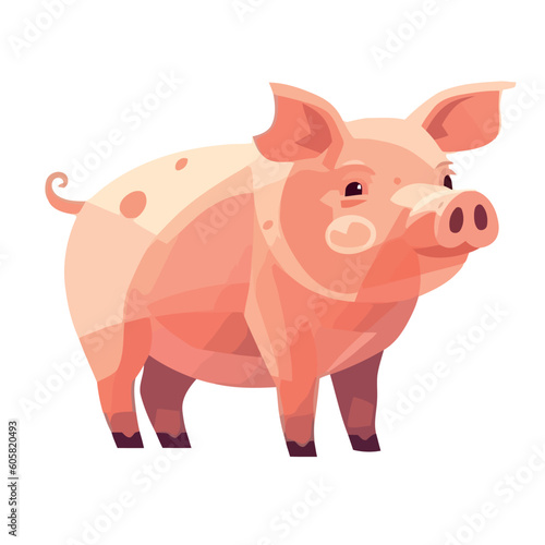 Cute piglet standing symbol of agriculture