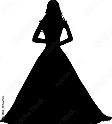 Silhouette - Frau im Brautkleid - Hochzeit