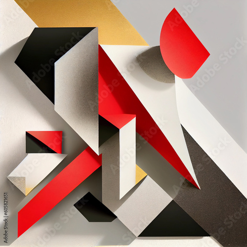 An abstract composition in a style of supermatism. Creative geometric background. Generative AI. photo