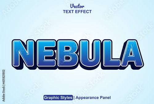 nebula text effect with blue color graphic style and editable.