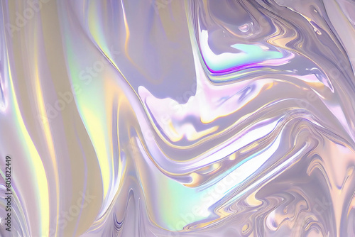 Generative AI. Abstract pearly holographic psychedelic texture. Liquid paint surface imitation. . Aspect ratio 3:2