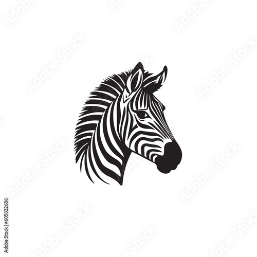 Black zebra logo  icon design template  zebra animal silhouette illustration. 2d illustration in doodle  cartoon style. 