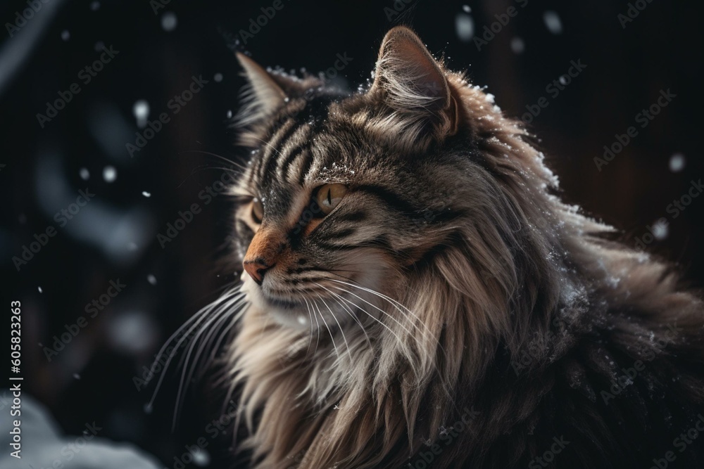 A feline with a snowy coat. Generative AI