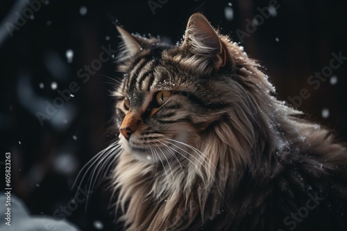 A feline with a snowy coat. Generative AI © Freddie