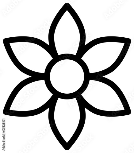 Flower outline icon for web. Bloom line clipart.