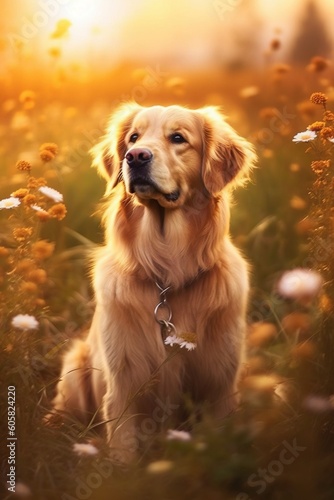 Cute golden retriever dog. best dog wallpapers for I pad and laptop. Generative AI.