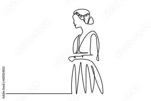 young beautiful old historical queen princess woman rich line art