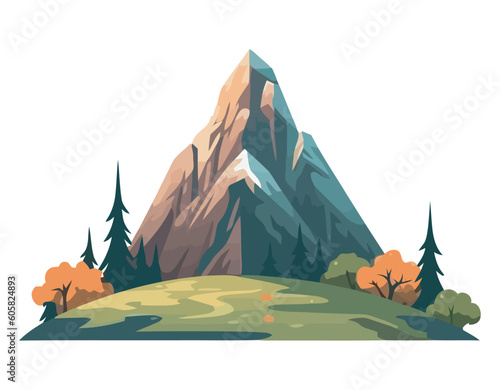 Nature horizon mountain range and pine trees