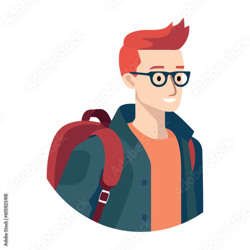 One person, a student standing with backpack