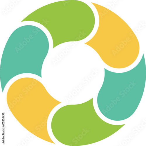 Infographic Pie Flow Chart Diagram with 6 Sections