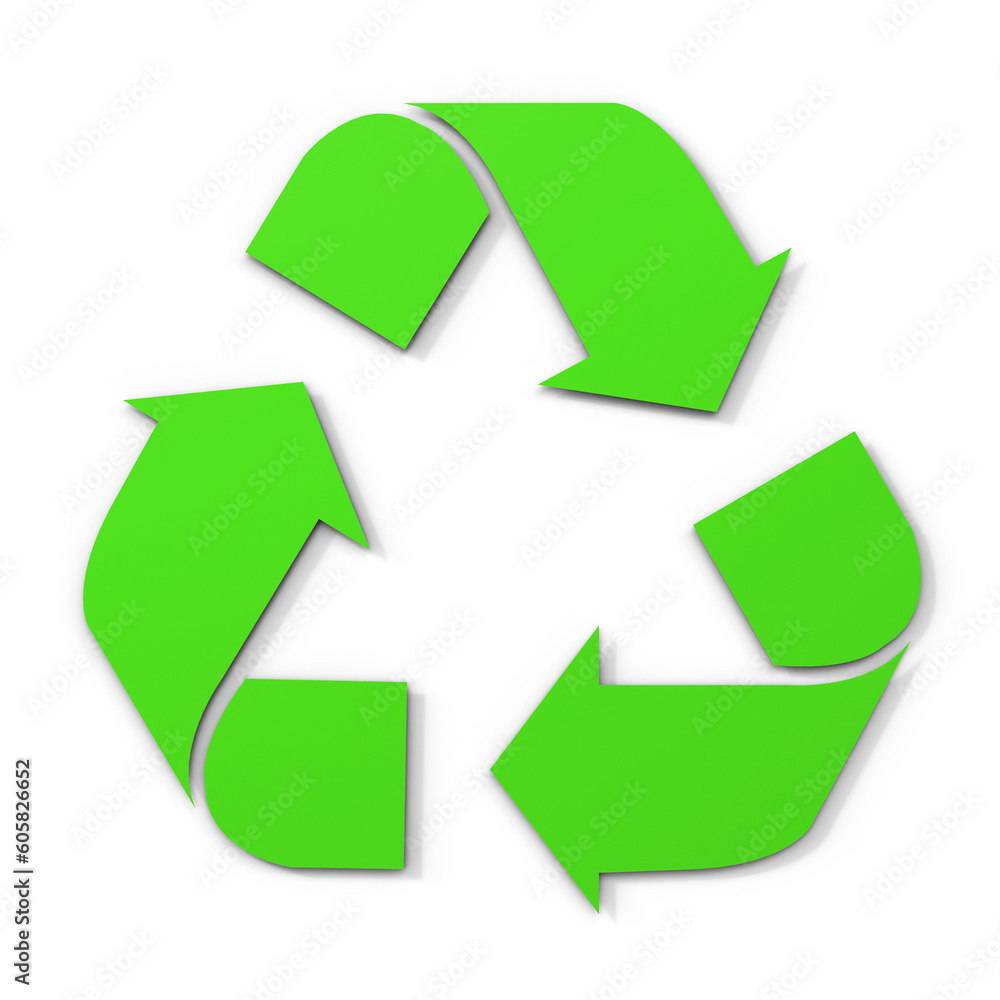 Green recycle icon with shadow isolated on transparent background Green recycle icon with shadow isolated on transparent background