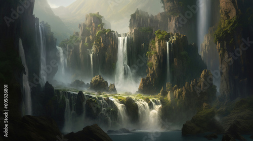 A majestic waterfall illustration