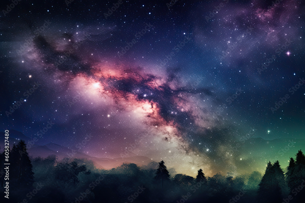 Captivating celestial background, a breathtaking night sky filled with stars, nebulae, and cosmic wonders, perfect for astronomy-related content, sci-fi designs, or spiritual themes