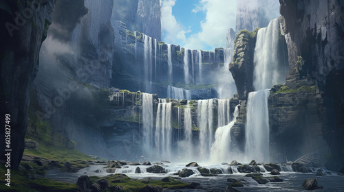 A majestic waterfall illustration