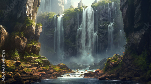 A majestic waterfall illustration