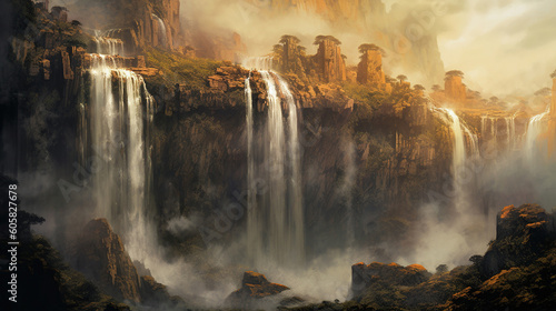 A majestic waterfall illustration