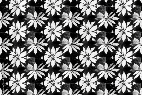 wallpaper for seamless painted floral diagonal diamond country checker black and white artistic acrylic paint texture background creative grunge monochrome hand drawn gingham flower picn generative ai photo