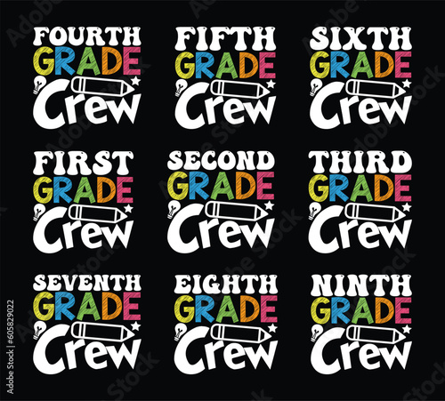 1st Grade Crew Back To School T shirt Design Bundle, Quotes about Back To School, Back To School T shirt, Back To School typography T shirt design Collection