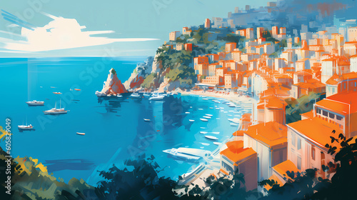 Illustration of beautiful view of Monte Carlo, Monaco photo