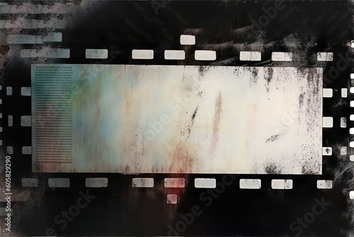 background vintage grunge film frame isolated on white background dirty gritty analog chromatic aberration border texture overlay in 8k 16 9 ratio corroded scratched and streaked nega generative ai photo