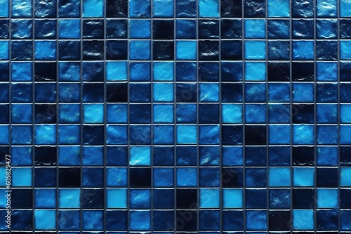 wallpaper for seamless small shiny deep pacific blue ceramic tile wall mosaic background pattern tileable closeup of rough textured vintage kitchen bathroom or swimming pool tiles high r generative ai