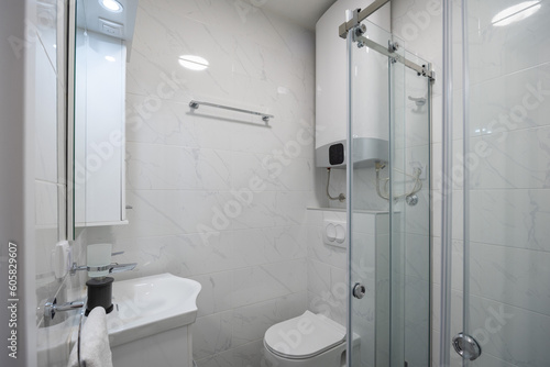 Wallpaper Mural Bathroom interior with glass shower cabin Torontodigital.ca