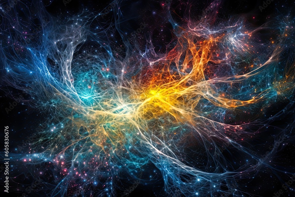 Neural Galaxy. An image that symbolizes the human mind, resembling a galaxy, with each star representing a synapse or neuron. AI Neural Galaxy. An image that symbolizes the human mind, resembling a galaxy, with each star representing a synapse or neuron. AI