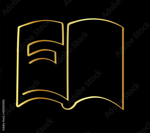 simple vector gold golden sketch book single one line art, continuous
