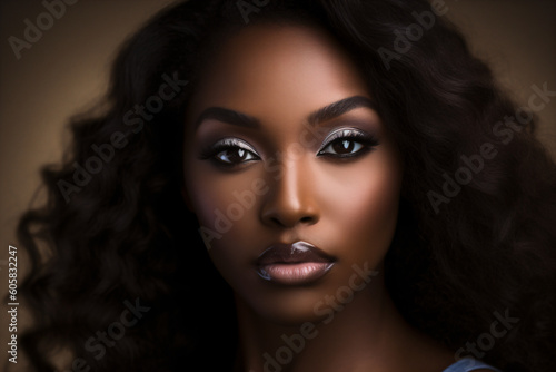 Wallpaper Mural A black woman with long dark hair and silver makeup Generative Ai Torontodigital.ca