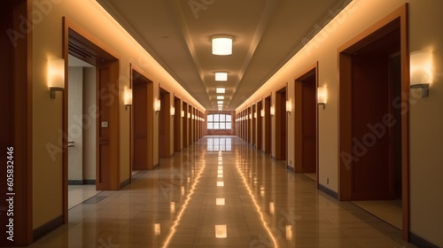 Corridor in office building Generative AI