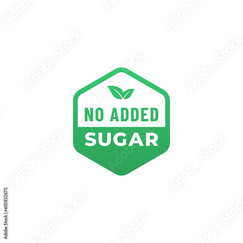 No added sugar label or No added sugar symbol vector isolated in flat style. No added sugar label for product packaging design element. Simple No added sugar symbol for packaging design element.